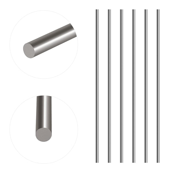 Glarks 6Pcs 3mm x 300mm Stainless Steel Solid Metal Round Rod for DIY RC Model Car, Helicopter, Airplane