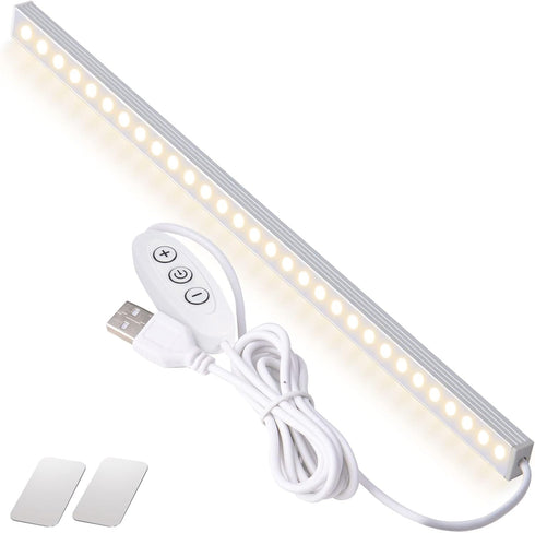 DWEPTU USB Powered Under Cabinet Lighting, 12" Tool-Free Mount Dimmable LED Strip