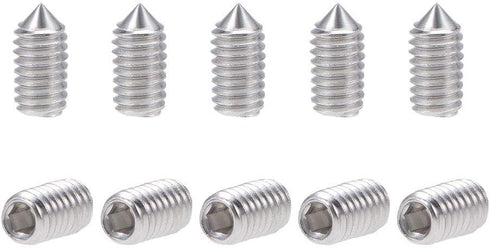 uxcell 50Pcs M3x6mm Grub Screws Cone Point Internal Hex Socket Set 304 Stainless Steel
