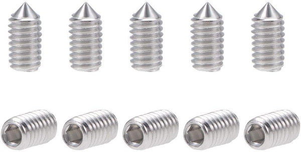 uxcell 50Pcs M3x6mm Grub Screws Cone Point Internal Hex Socket Set 304 Stainless Steel
