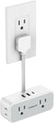 TESSAN Short Extension Cord 6 Inch, Slim Flat Thin Plug Power Strip with 4 AC Outlets and 3 USB Charging Ports