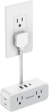 TESSAN Short Extension Cord 6 Inch, Slim Flat Thin Plug Power Strip with 4 AC Outlets and 3 USB Charging Ports