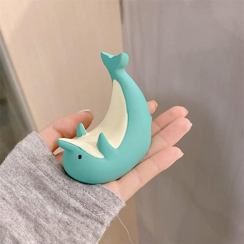 Cute Dolphin Shark Whale Phone Holder, Funny Creative Silicone Desk Stand, Lovely Office Decor (Dolphin Design)