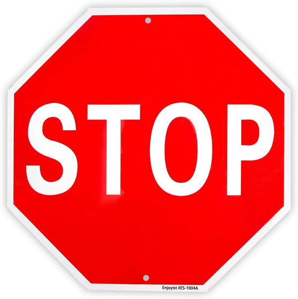 Enjoyist Stop Sign Street Slow Warning Sign, 12"x 12" - 40 Mil Rust Free Aluminum, Reflective, Weatherproof