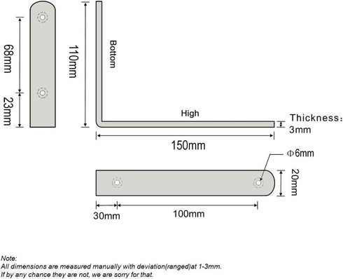 6x4 Inch (1 Heavy Duty Shelf Bracket, l Brackets, Shelf Support Corner Brace Joint Right Angle Bracket