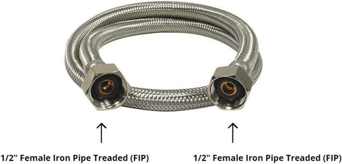 EZ-Fluid 16-Inch 1/2" FIP X 1/2" FIP Stainless Steel Braided Faucet Supply Line Connector