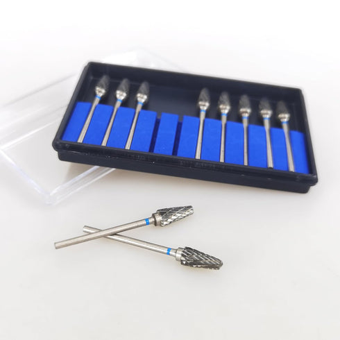 Airgoesin 10pcs HP Cutting Burs Drill Polisher, Tungsten Carbide, 2.35mm Shaft for Plaster Alloy Acrylic Cleaning