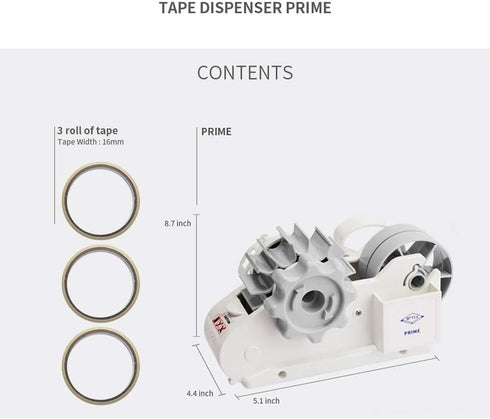 MoTEX Tape Dispenser Compatible with 3 Inch Core Tapes, 3 Rolls of Transparent Tapes with Dispenser