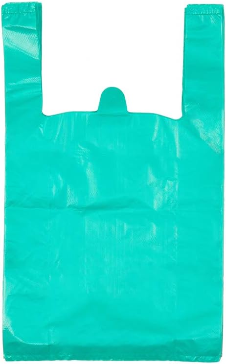 T Shirt Bags Plastic Grocery Bags with Handles in Bulk for Shopping and Restaurant, 12 x 20 Inch (Lake Blue, 50 Pcs)