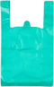 T Shirt Bags Plastic Grocery Bags with Handles in Bulk for Shopping and Restaurant, 12 x 20 Inch (Lake Blue, 50 Pcs)