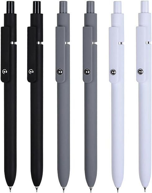 FIOVER Gel Pens, 6Pcs Fine Point Smooth Writing Pens, 0.5mm Black Gel Ink for Journaling Note Taking