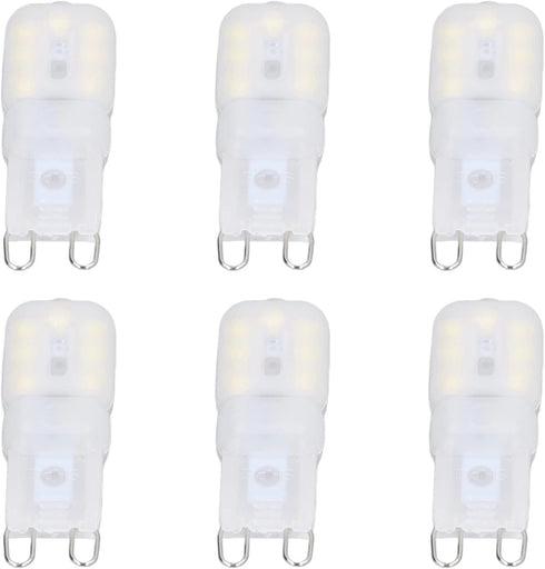 Hyuduo 6Pcs G9 Dimmable LED Light Bulbs, 3W Energy Saving Bi Pin Base for Chandelier and Pendant Lamps