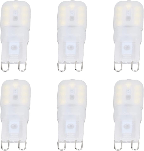 Hyuduo 6Pcs G9 Dimmable LED Light Bulbs, 3W Energy Saving Bi Pin Base for Chandelier and Pendant Lamps