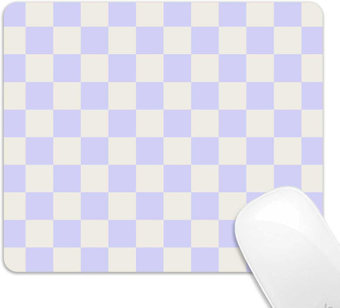 Pastel Purple Checkered Mouse Pad, Cute Boho Anti-Slip Rubber Mat for Computer & Laptop, 9.5x7.9 inch