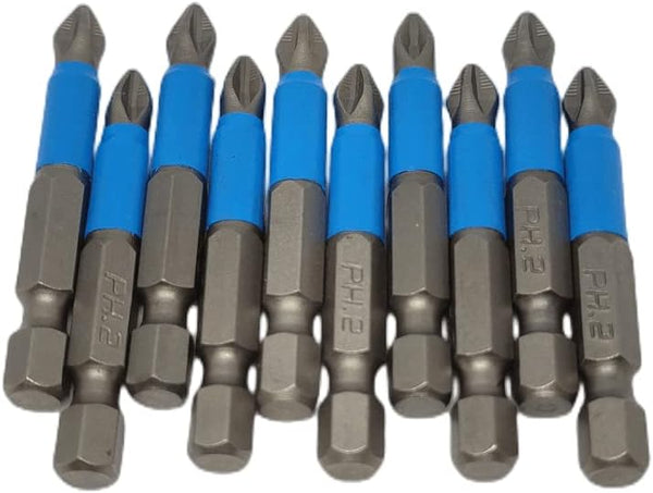 10 Pcs Phillips Bits Ph2 Power Tool Impact Driver Bit Set, 2 Inch Long Anti Slip Magnetic Screwdriver Bits