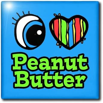 3dRose 8 Inch Bright Eye Heart I Love Peanut Butter Ceramic Tile