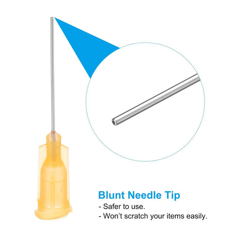 PATIKIL 23Ga x 1 Inch Dispensing Needle Tips, 50Pcs Blunt Tips with Luer Lock for Glue Oil Applicator, Orange