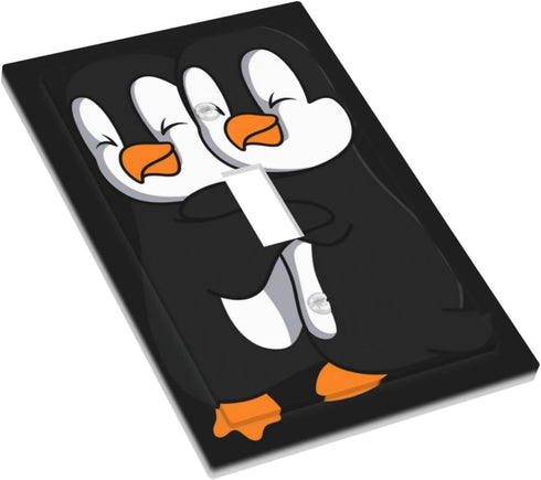 haigof 1 3 5 Inch Cute penguins Light Switch Cover Wall Plate Gang Single Plates Print Faceplate Home Decor X