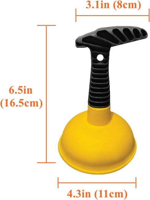 Sink Plunger, Easy to Use Mini Plunger with Short Handle, Powerful Unclogging Tool for Kitchen and Bathroom