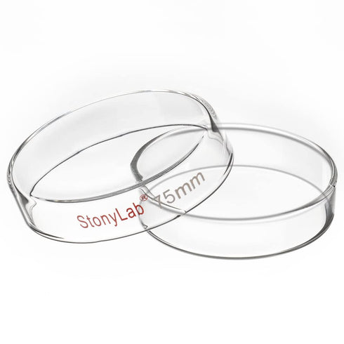 stonylab Glass Petri Dish, 75x15 mm Autoclavable Borosilicate with Clear Lid for Laboratory