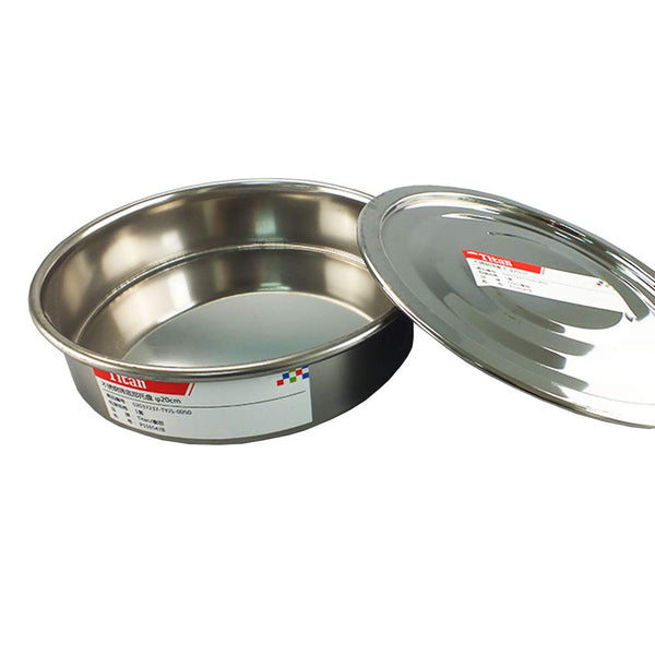 Test Sieve Pan and Lid for Chrome Plating, Steel Frame, f20cm/8" Diameter Sieve