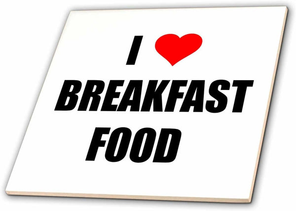 3dRose I Heart Breakfast Food 12 Inch Ceramic Tile