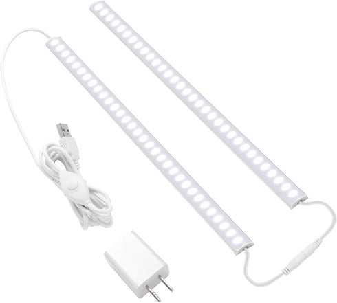 JUSJUBR Plug-in Under Cabinet Lighting, 2pcs 12 Inch Dimmable Closet Light, Cold
