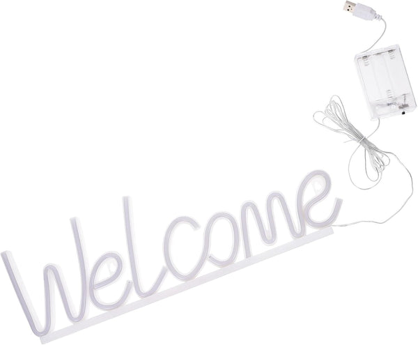 Zerodeko Welcome Neon Sign LED Light Decorative Welcome Sign Neon Lamp for