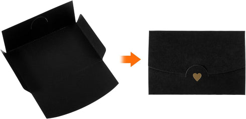 PATIKIL Mini Envelopes, 24 Pack Small Retro Gold Heart Gift Card Holders for Wedding Birthday, Black