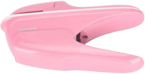 Stapleless Stapler, Pink Staple Free Hand Tool for Office School, Comfortable Handle for Paper Binding