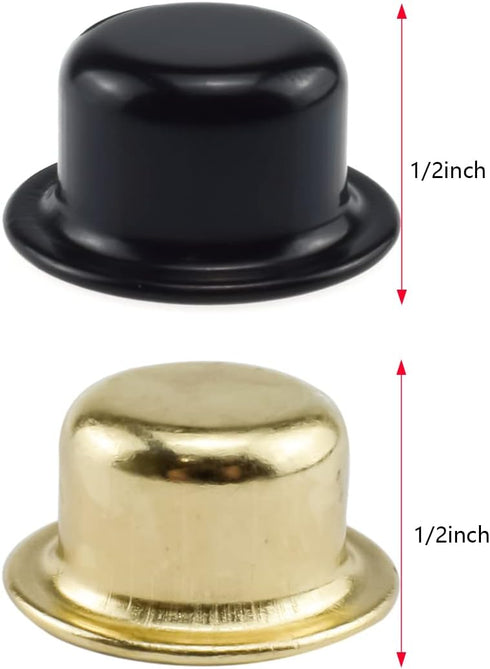 MARRTEUM 1/2 Inch 1/4-27 2xGold 2xBlack Tall Hollow Lamp Finial Knob Caps Finial Lamp Tops Tapped Lamp Accessories