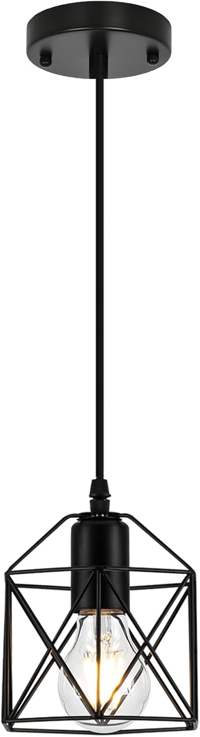 Becvaaoo 1-Light E26 Bulbs Hanging Pendant Light Fixture, Black Pendant Lights Kitchen Island, Farmhouse Pendant