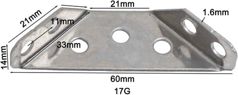 Generic Sets, 90 60 mm 1.6 mm 10-Pack Bracket Stainless Steel Corner Degree Right Angle Brackets L Bracket Firmware