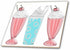 3dRose Two Ice Cream Sundaes and A Milkshake in Pink, Aqua, and