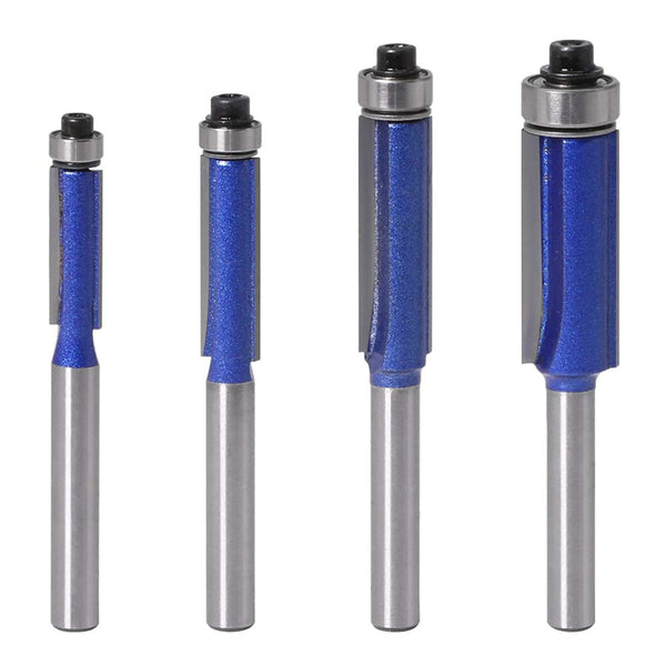 Wolfride 4PCS Flush Trim Router Bit Set 1/4 Inch Shank Top Bearing