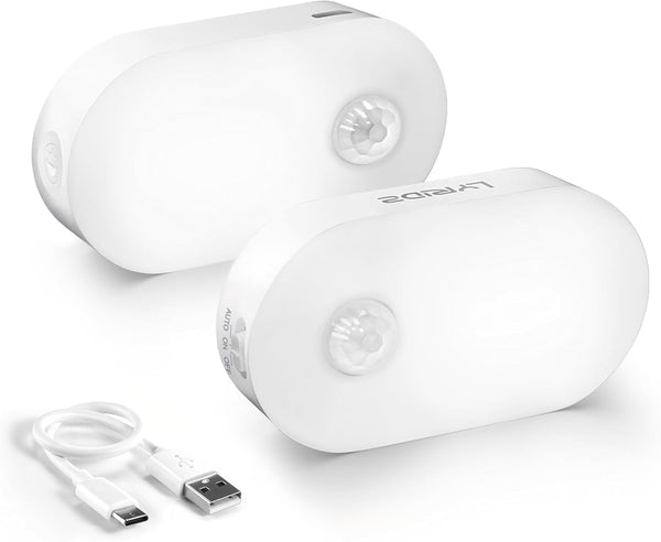 Lyridz Rechargeable Motion Sensor Night Light, Cool White LED Stick-on Closet Light