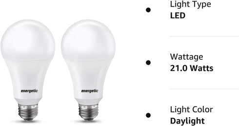 Super Bright Light Bulb 150 Watt Equivalent A21 LED, Daylight 5000K, E26 Base, 2600 High Lumens, Non-Dimmable, 2 Pack