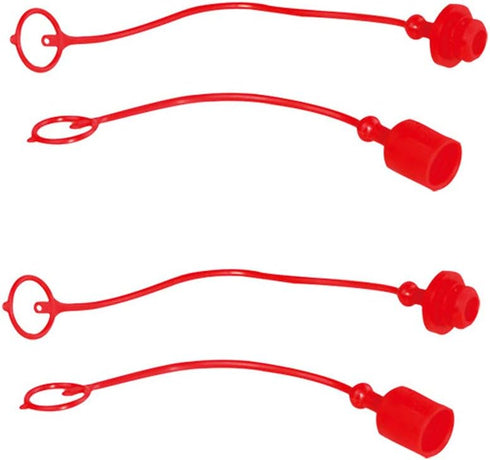 2 Sets 1/2" Hydraulic Coupler Dust Cap, Male Dust Cap and Female Plug Cover for Flat Face Quick Coupler, Red Cap