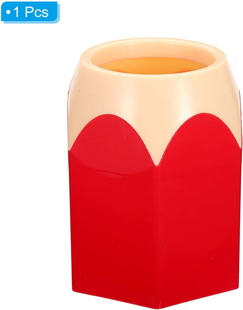 PATIKIL Cute Plastic Pencil Holder for Desk - Red Pencil Shape Cup Organizer