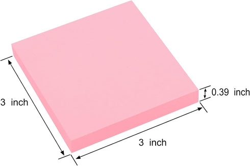 ZCZN 400 Sheets Pop-up Sticky Notes, 3 x 3 Inches, 4 Pads Bright Color Self-Stick Notes, 100 Sheets/Pad, Pink by ZCZN