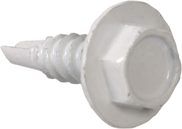 The Hillman Group Hex Washer Head White Self-Drilling Screw 35247, 8 x 9/16, 100-Pack