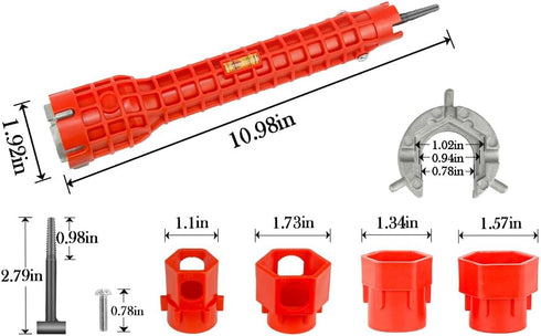 14 in 1 Faucet and Sink Installer,Faucet and Sink Wrench,Multifunctional Sink Wrench,Suitable for Installing Pipes under Bathrooms,Toilets,Kitchens,and Sinks Red by JORETLE