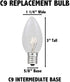 C9 Set 25 Dimmable, Novelty Lights Clear Christmas String Light - Foot, Indoor/Outdoor, Green Wire
