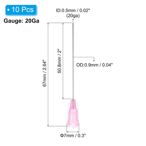 PATIKIL 20Ga x 2 Inch Dispensing Needle Tips, 10Pcs Blunt Glue Needle Tube Tips with Luer Lock, Light Pink