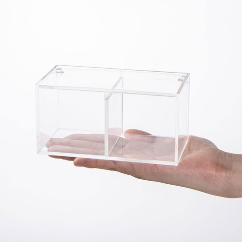 Yeeco Clear Acrylic Capsule Holder with Lid 2 Section Plastic Drawer Box Organizer for Jewelry, Candy, Makeup