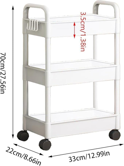 Generic 3) Rolling Cart with Lockable Drawer & Wheels - Multifunctional Storage Organizer for Kitchen, Bathroom