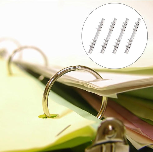 SUPERFINDINGS 4Pcs 6-Hole Ring Binder Mechanisms Replacement Kit, A5 Notebook, Metal Clip Ring Binder