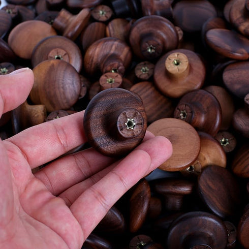 PIYYQNY 4 Pack 40mm 40mm) Drawer Pulls Walnut Cabinet Knobs Mushroom-Shaped Wardrobe Drawer Small Pulls Wooden
