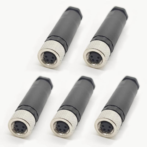 5Pcs M8 4 Pin Female Connector, Field Assembly Wireable Adapter, IP67 Waterproof for Electric Bicycles.
