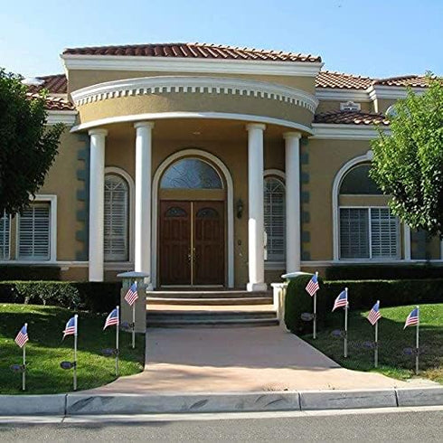 Epicgadget Solar Lights Outdoor, 2 Pieces American Flag Shaped Solar Powered Garden Lights for Pathway Decor